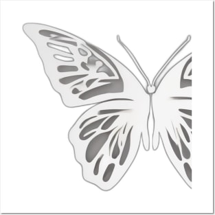 Butterfly Monochromatic Shadow Silhouette Anime Style Collection No. 312 Posters and Art